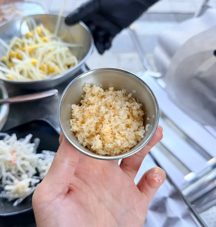 Complimentary steamed egg served with the fried rice set