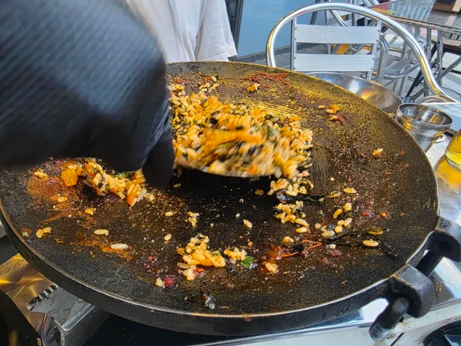 양배추 샐러드까지 올린 쭈삼새 깻잎쌈