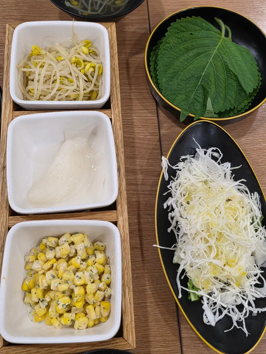 Extra bowls and utensils at the self bar