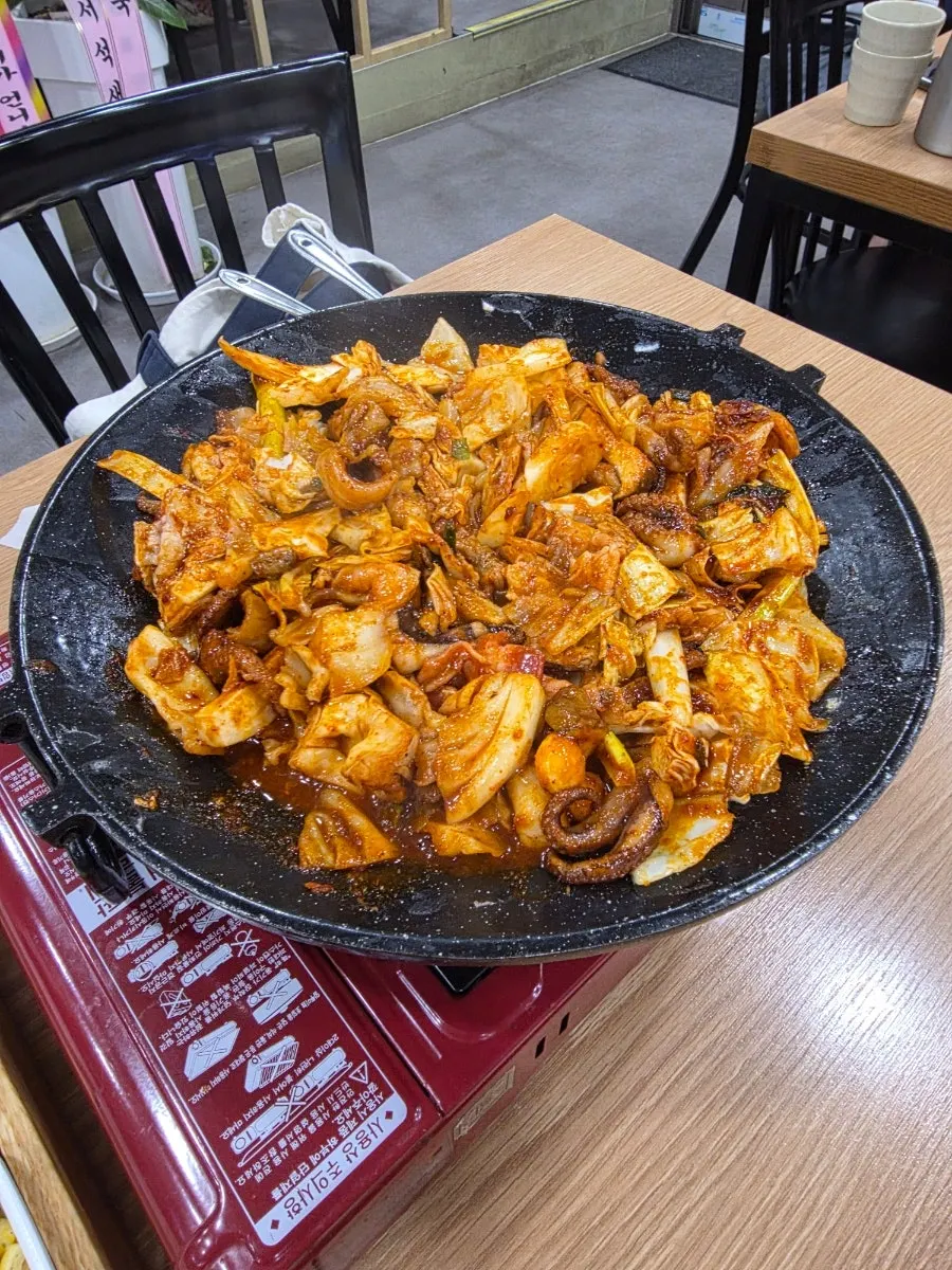 Jjukkumi tossed in a rich sauce