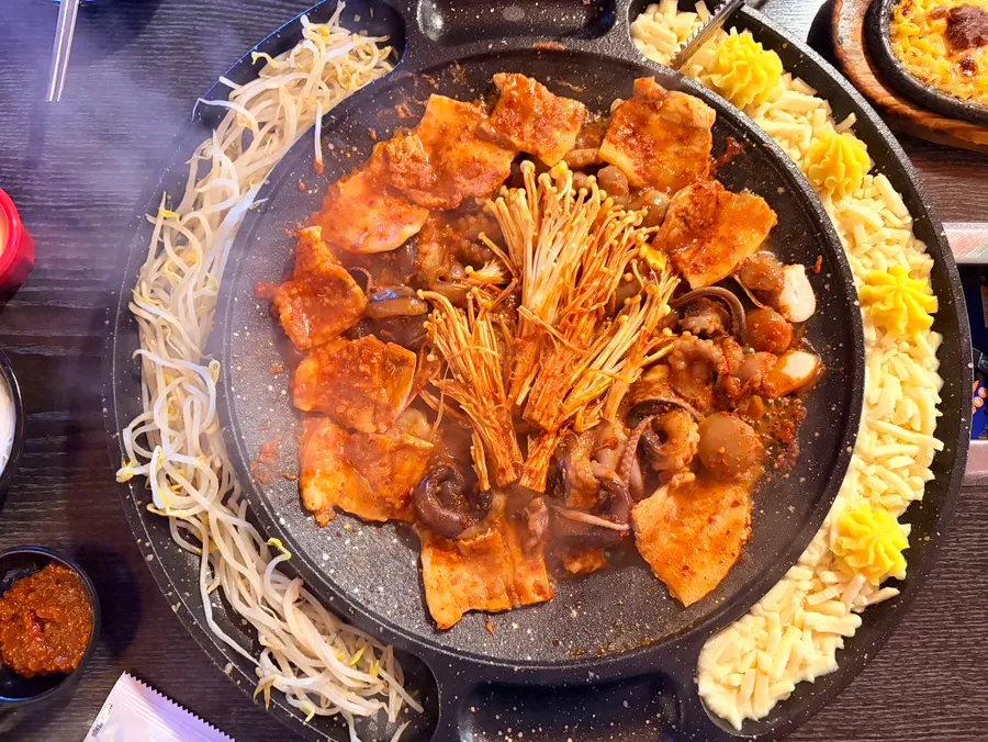 Octopus and pork belly cooked by the owner