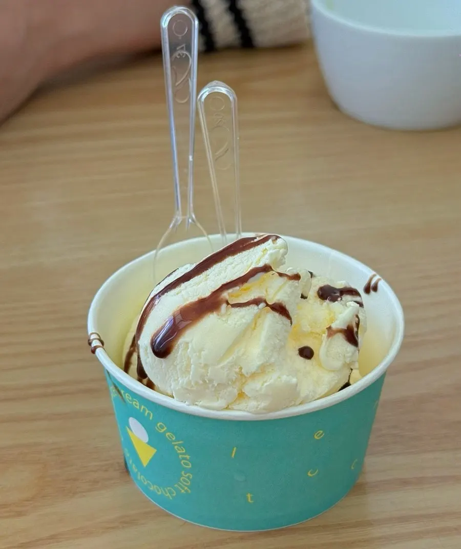 Dessert ice cream served after the meal