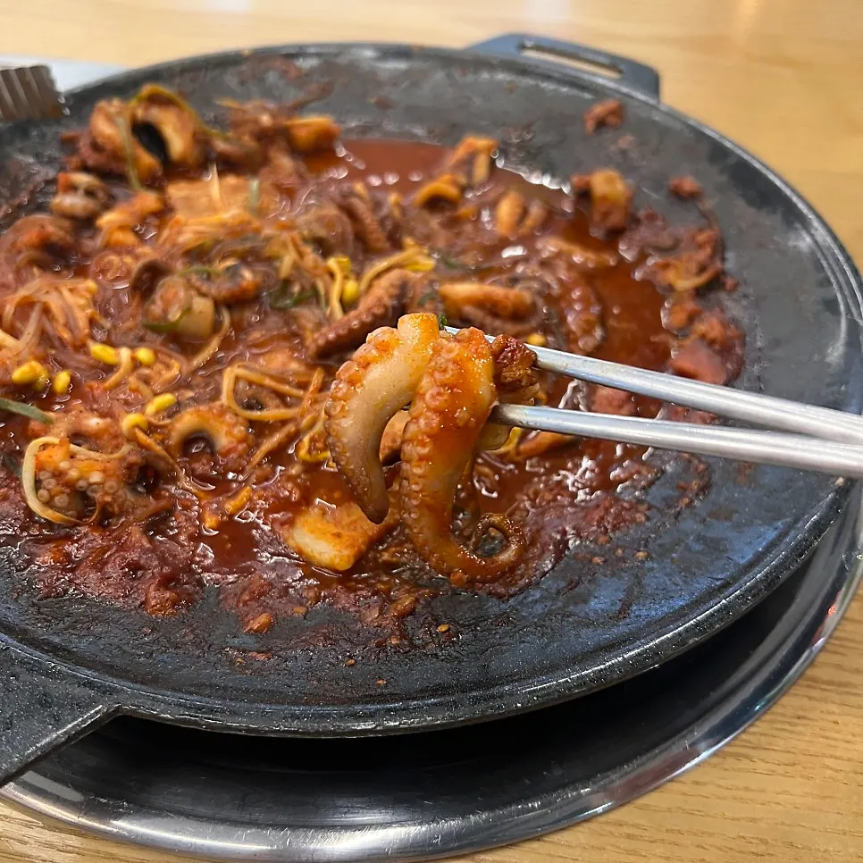 The finished spicy jjukkumi stir-fry
