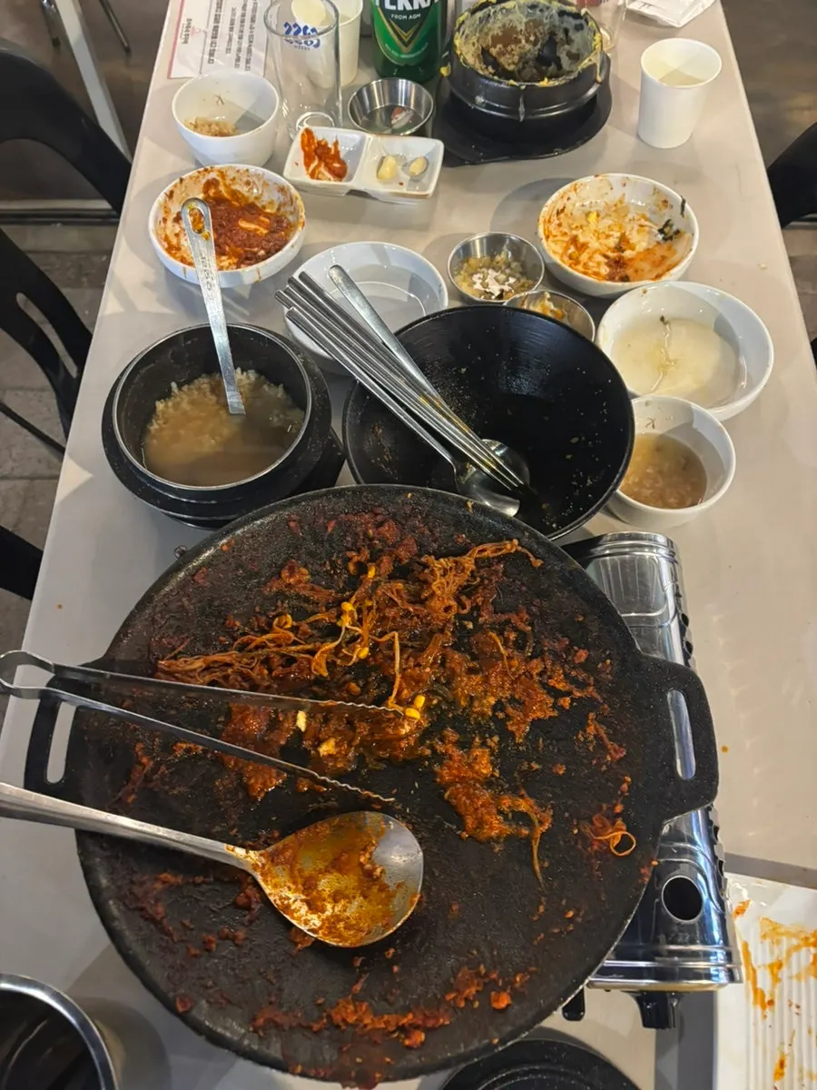 주먹밥까지 곁들인 쭈삼 상차림