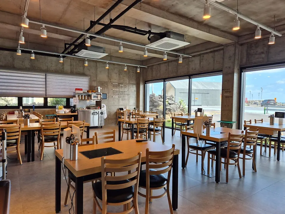Interior with high ceilings and an ocean view