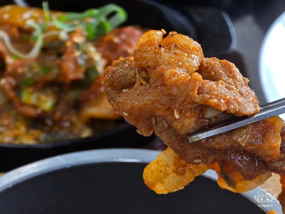 Close-up of tender jeyuk-bokkeum