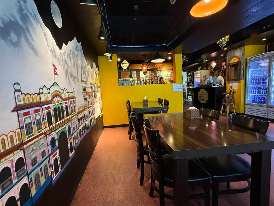 Interior of Jogee Restaurant with traditional Indian patterns