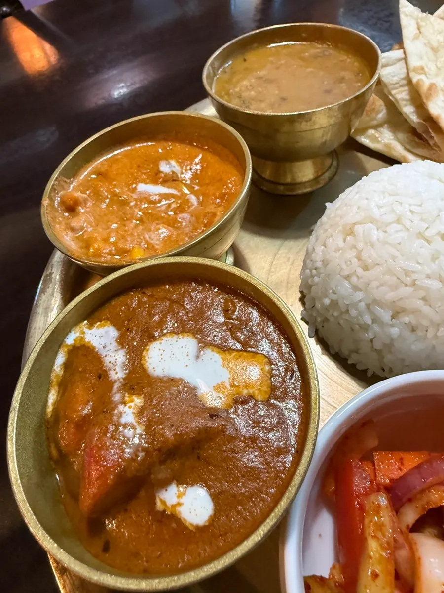 Thali plate with rice and salad