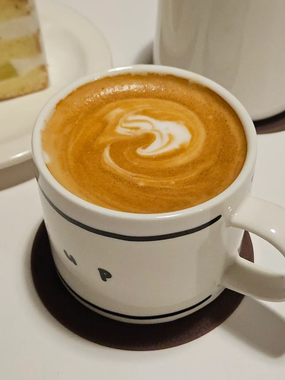 A cup of flat white at Jo Hui-tak Coffee