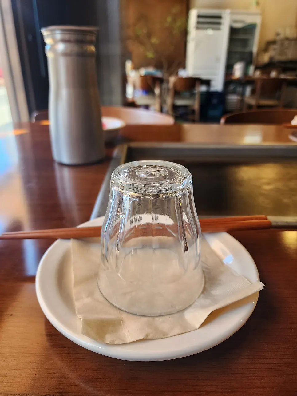 A table at Jojo Mullae Branch with a built-in teppan grill