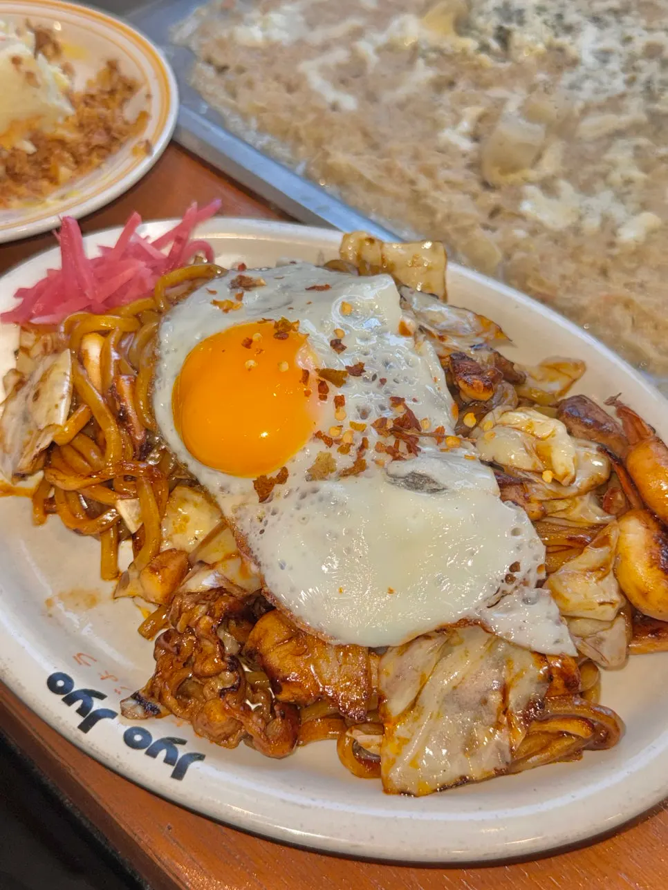 Remaining monjayaki on the griddle