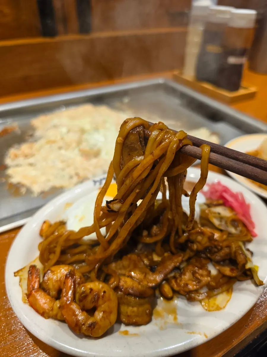 Spicy yakisoba with thick udon noodles