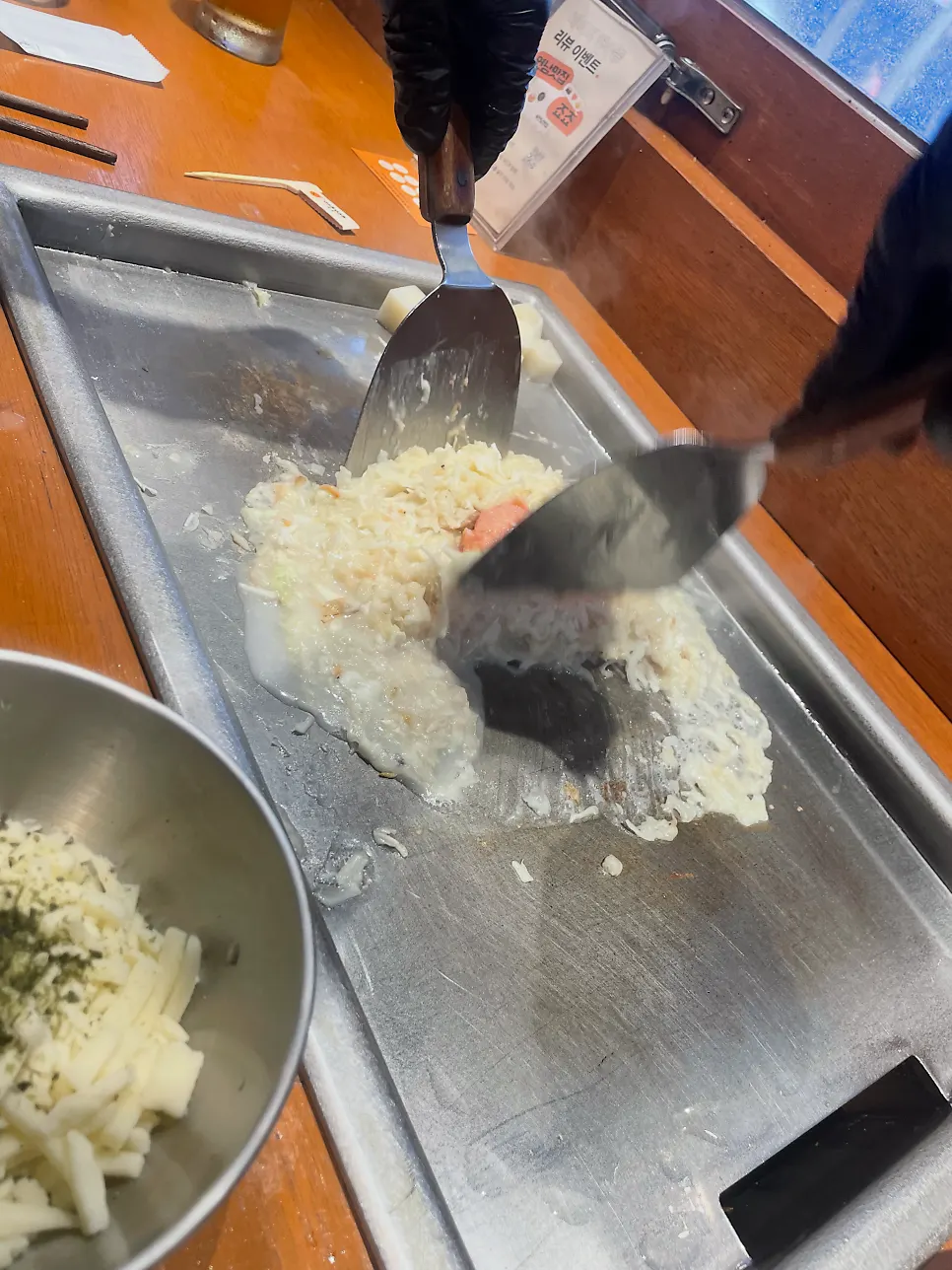 Bowl of ingredients for the monjayaki for two