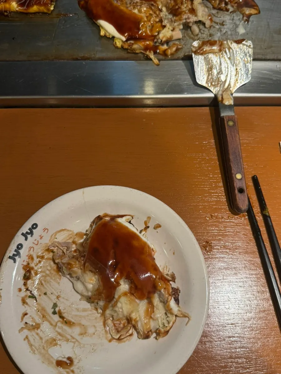 The griddle table near the end of the meal