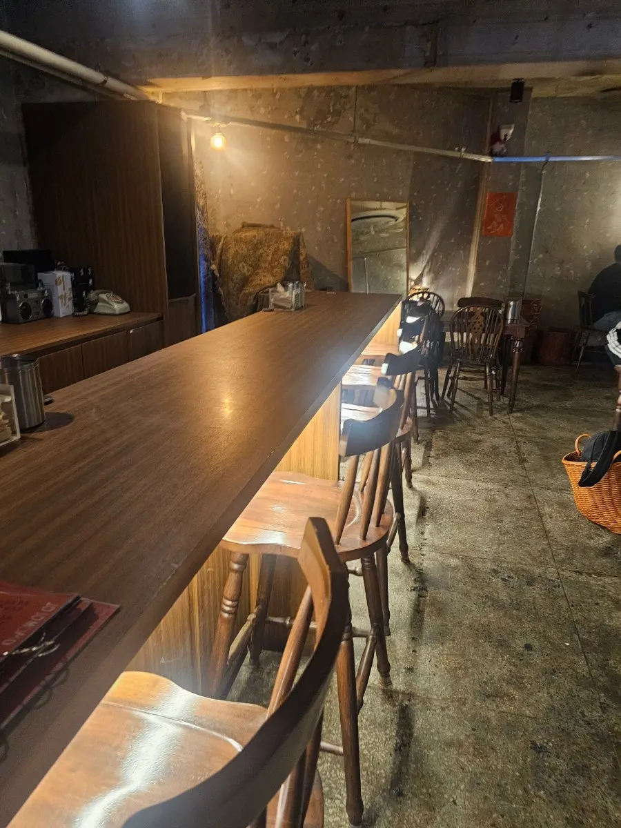 A table at Jojomomo under dim lighting