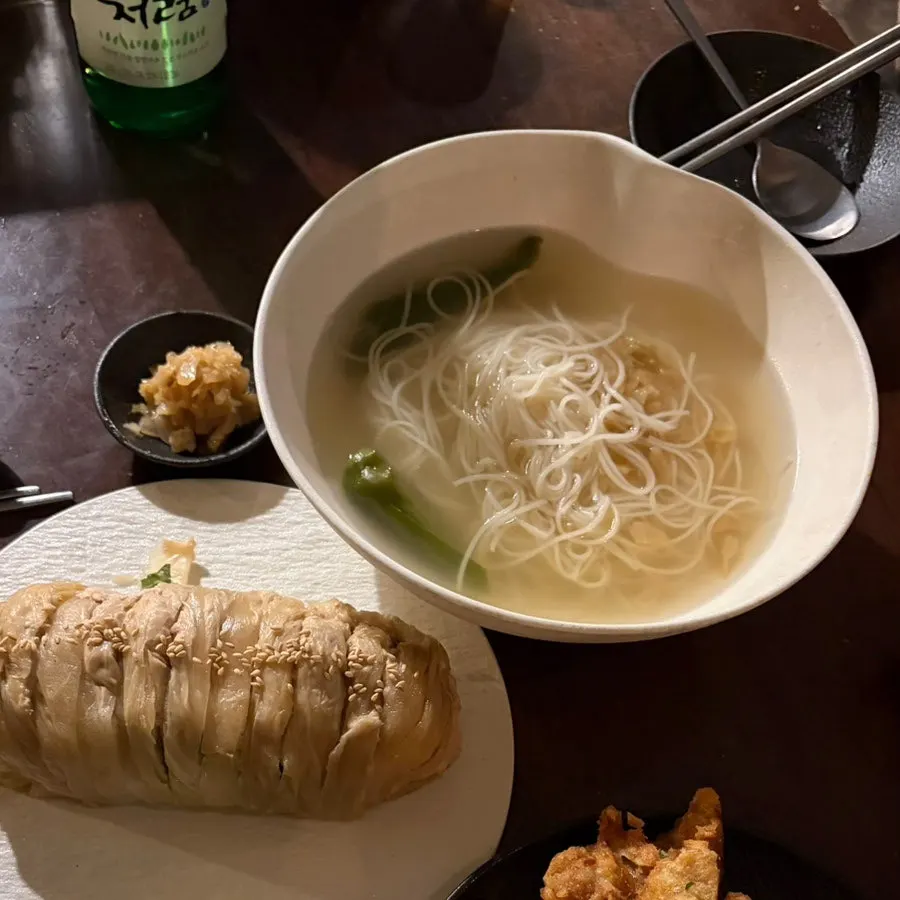 Warm anchovy noodles in spicy broth