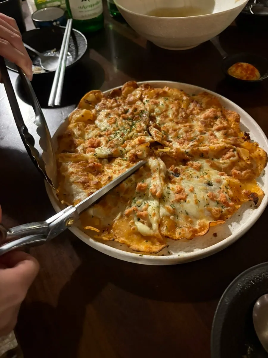 A full plate of pollock roe cheese potato pancake