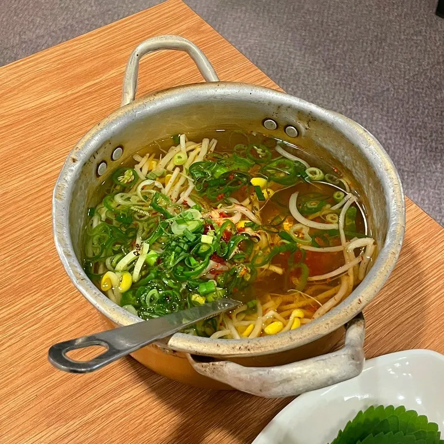 Spicy bean sprout soup at Jokbo