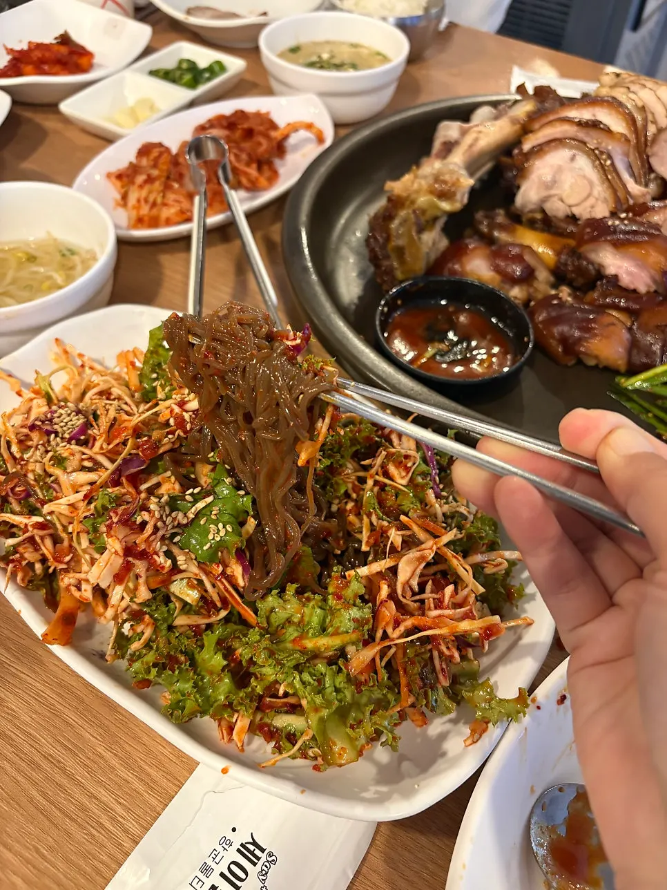Jaengban guksu noodles mixed with sauce