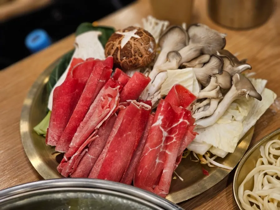 Plate of fresh hot pot ingredients