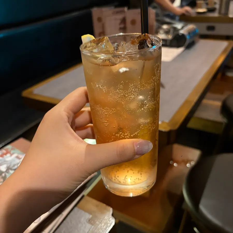 The bokbunja-watermelon highball and omija highball served first