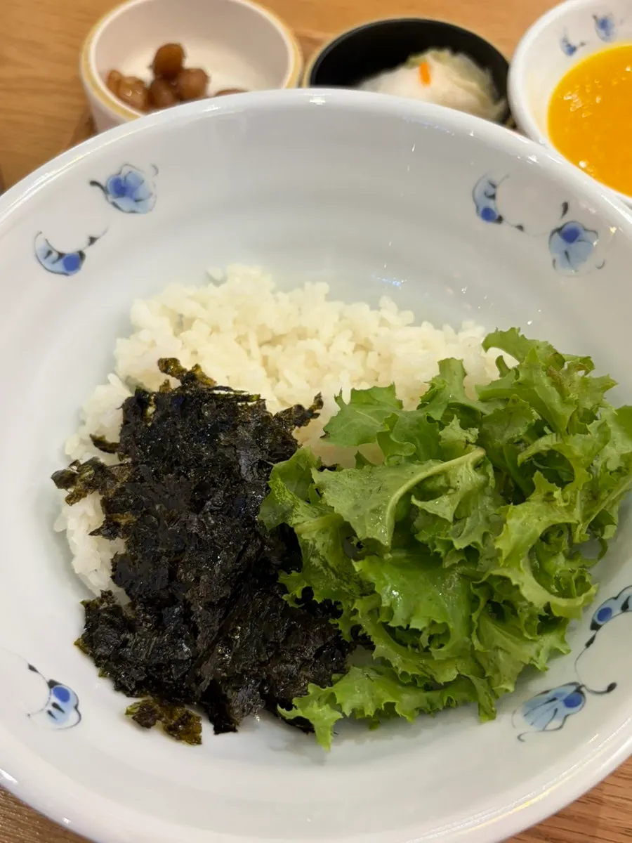 Mushroom perilla soup served alongside
