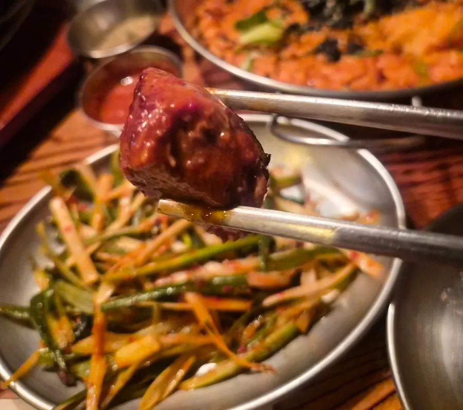 Pork belly with scallion salad