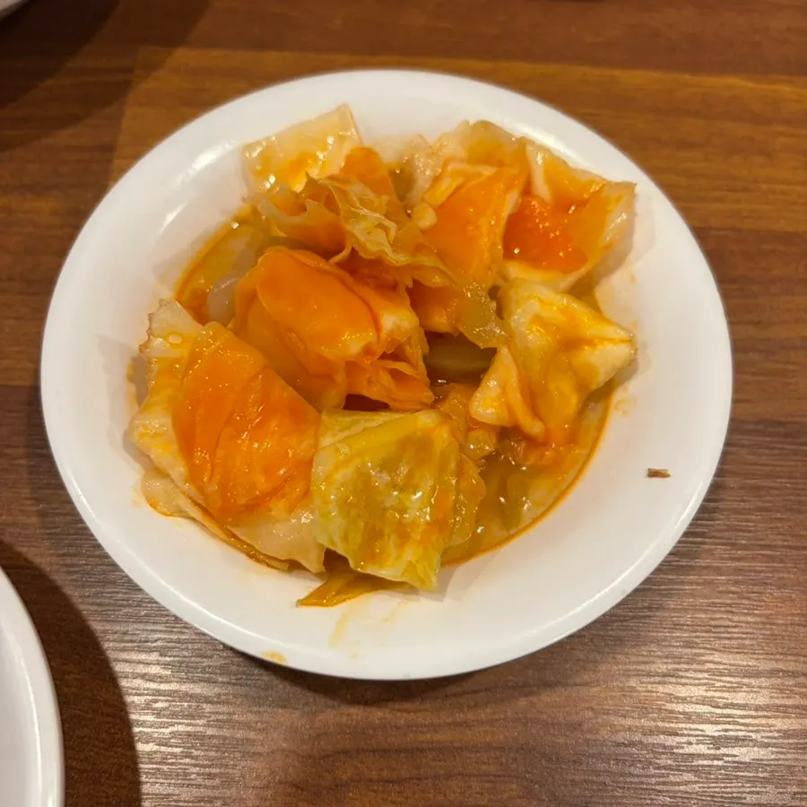 Two side dishes at Cheonghwa Uyuk Dosakmyeon