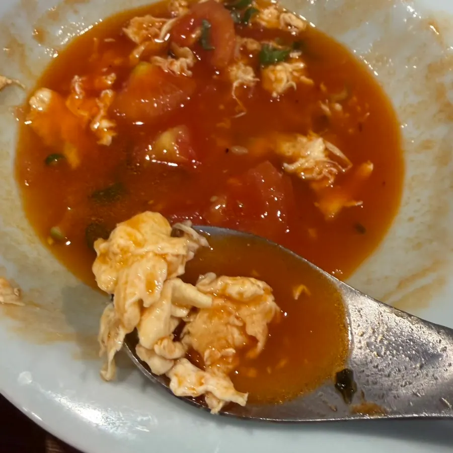 A plate of tomato egg stir-fry