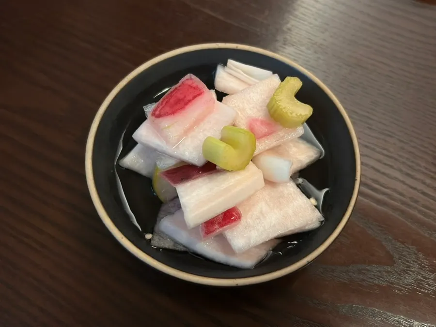Tangy pickled radish served as a basic side dish
