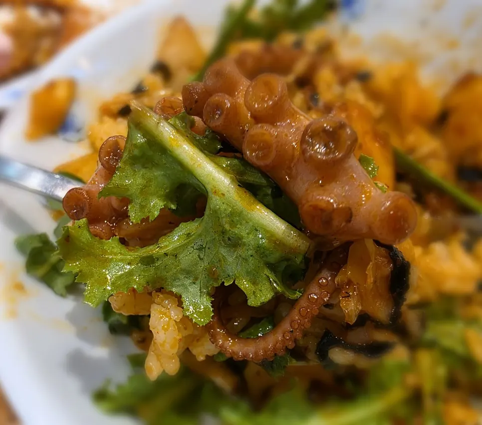 Octopus sauce mixed into the rice