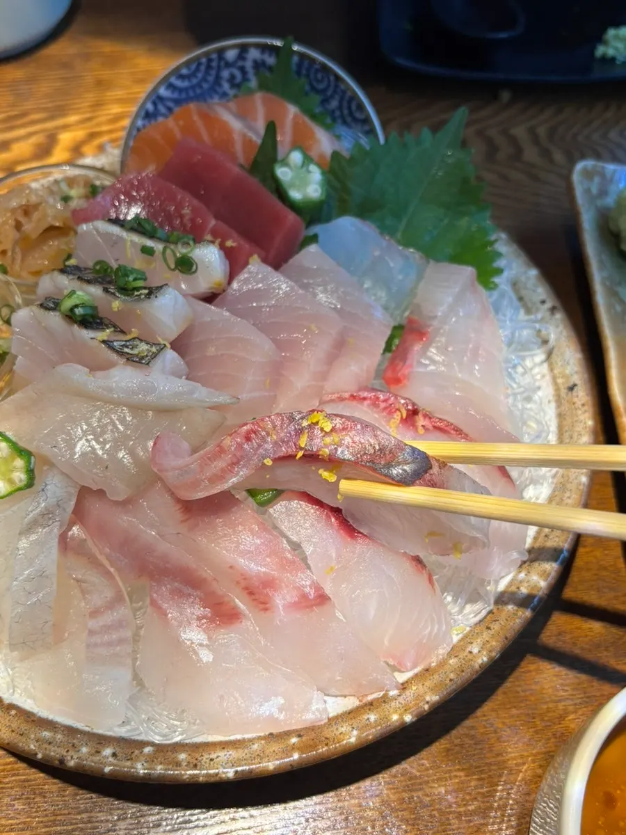 クロマグロの刺身のクローズアップ