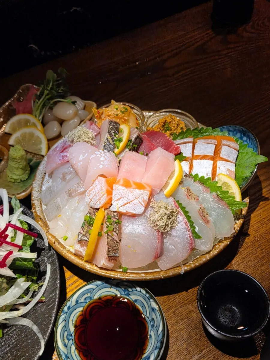 Generously portioned plate of two-person sashimi