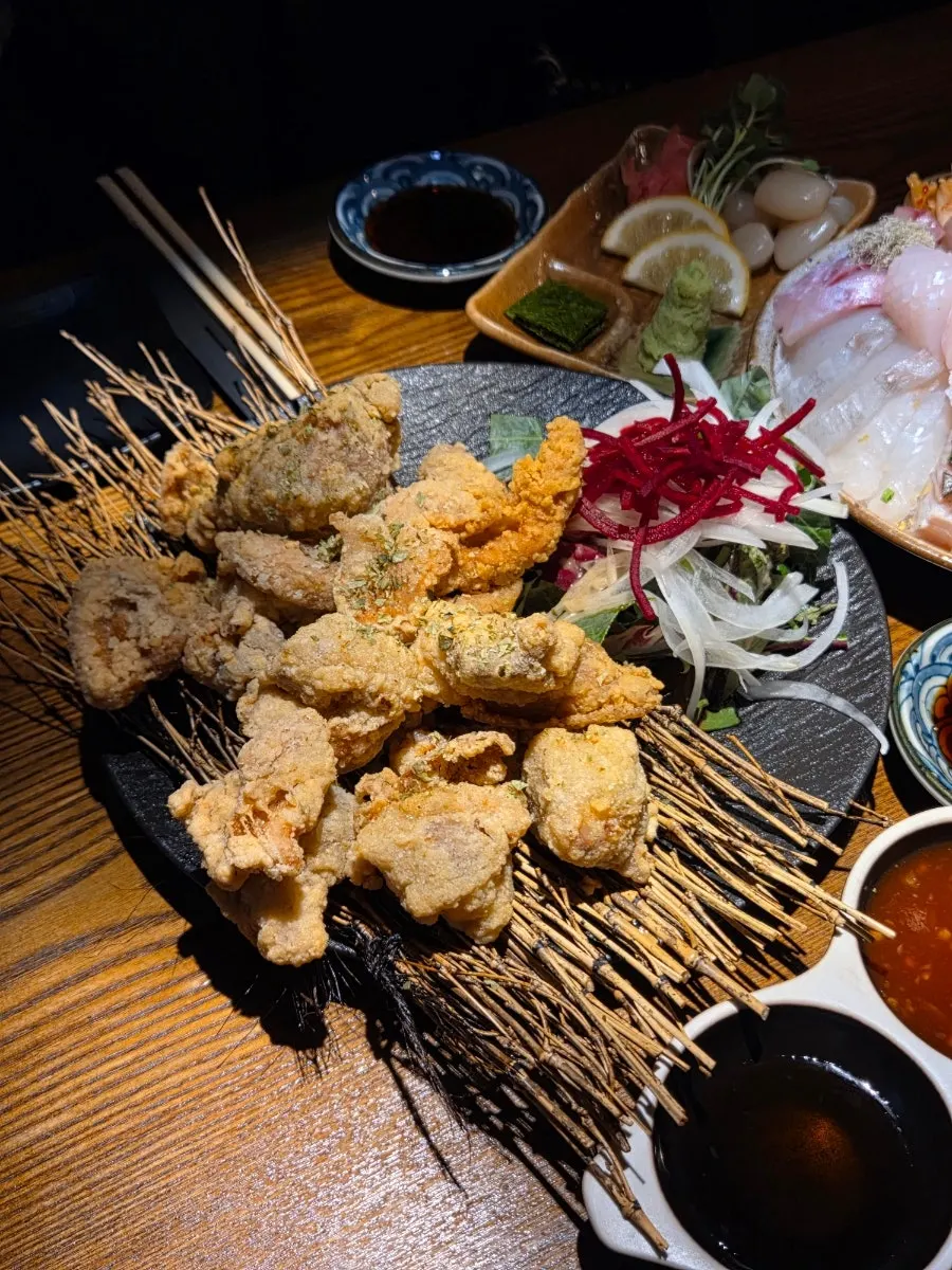 Remaining sashimi selection on the plate