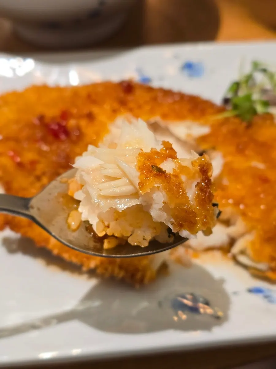 A piece of plump flounder fritter