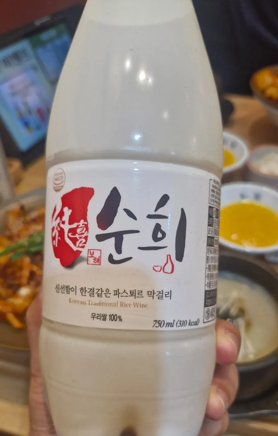 Sunhui makgeolli enjoyed alongside the octopus stir-fry