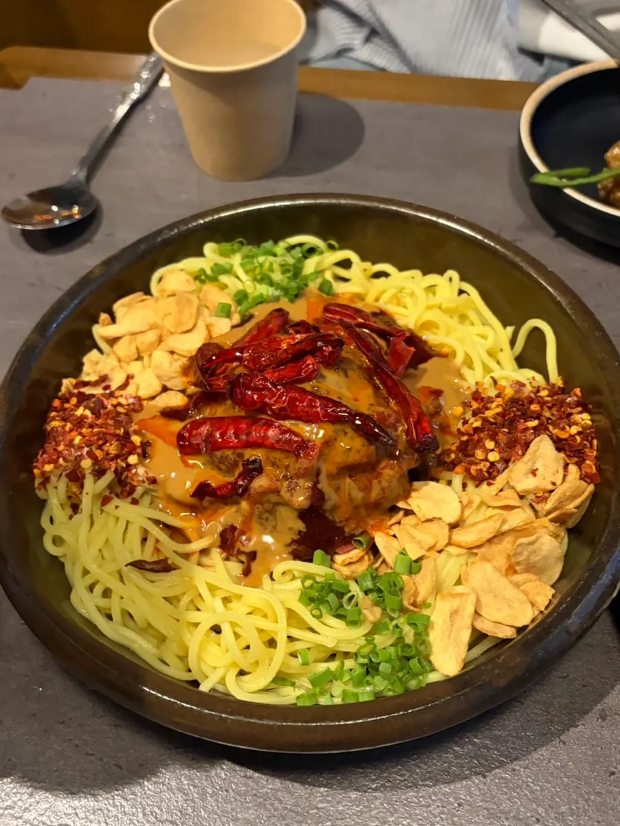 Spicy tartare bibim noodles at Ari Gyegok Jonggak
