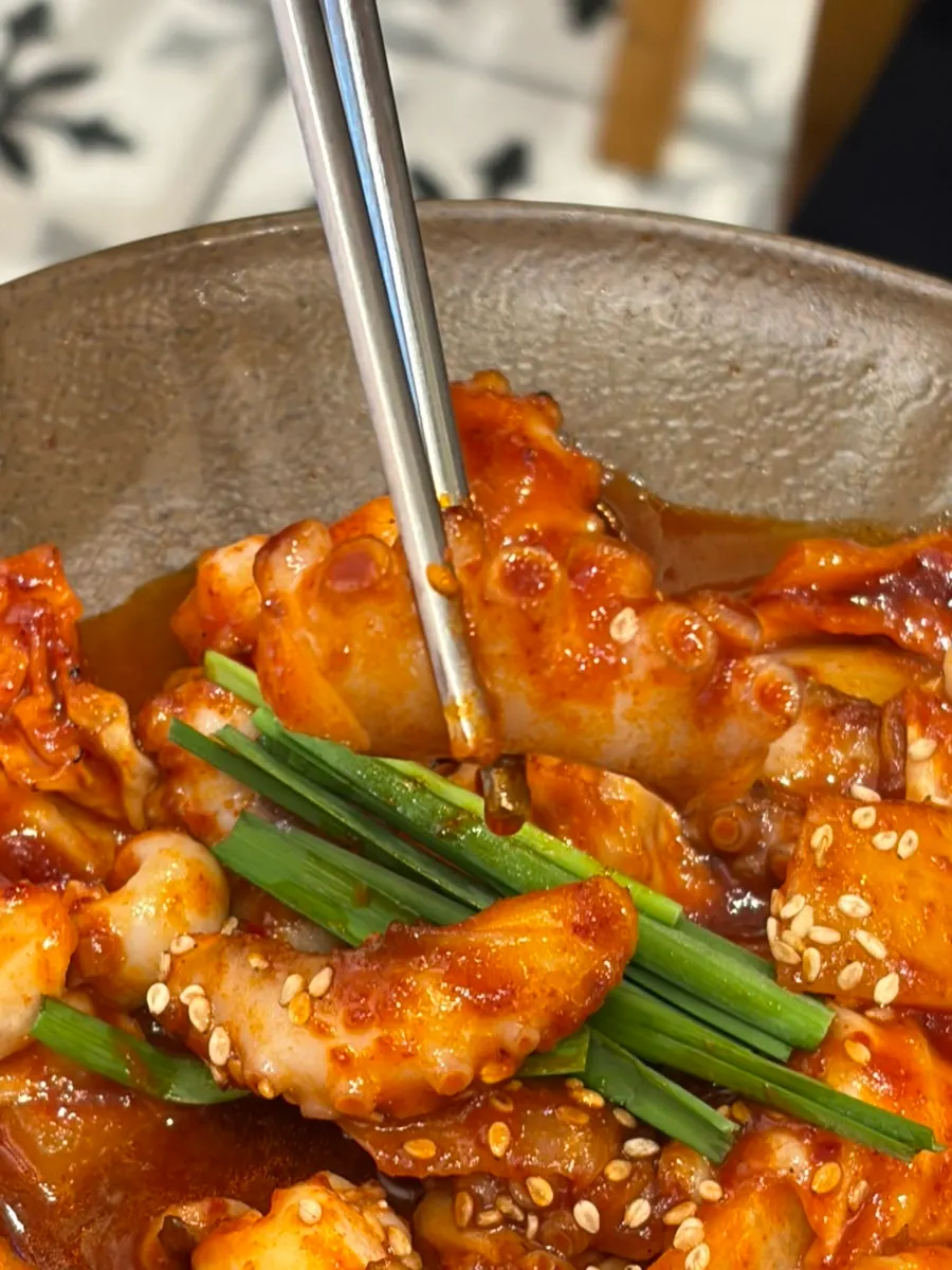 Octopus stir-fry loaded with whole octopus and cabbage