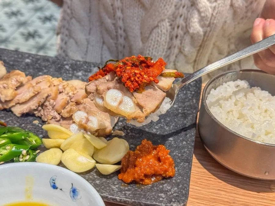 비벼 놓은 낙지볶음 밥 클로즈업