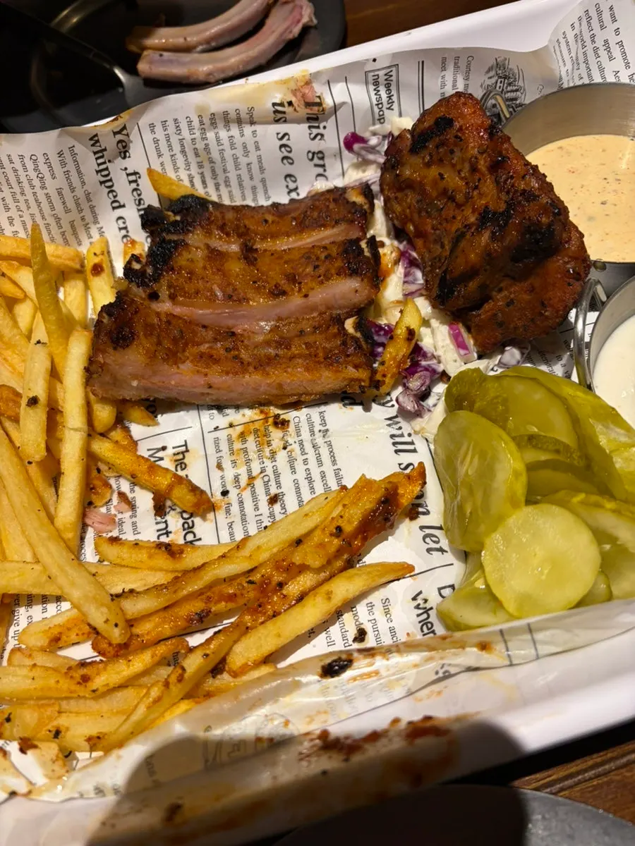 Tender ribs with meat sliding off the bone