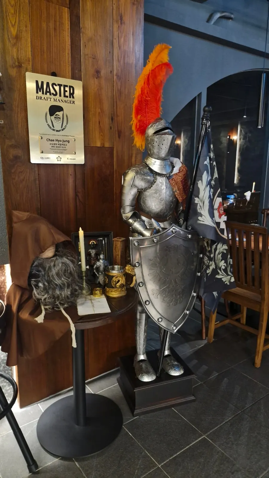 Atmosphere inside the Jonggak monastery-themed bar