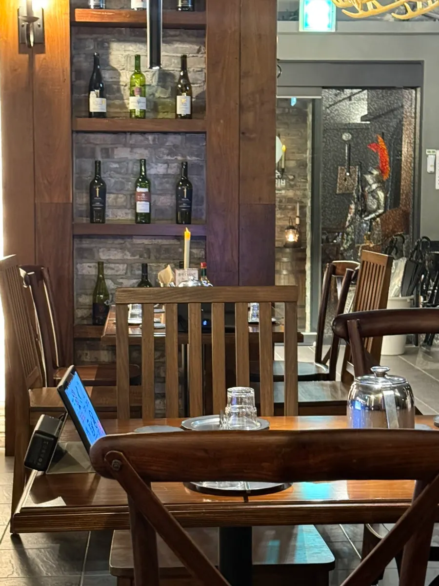 Seating with bar tables and regular tables