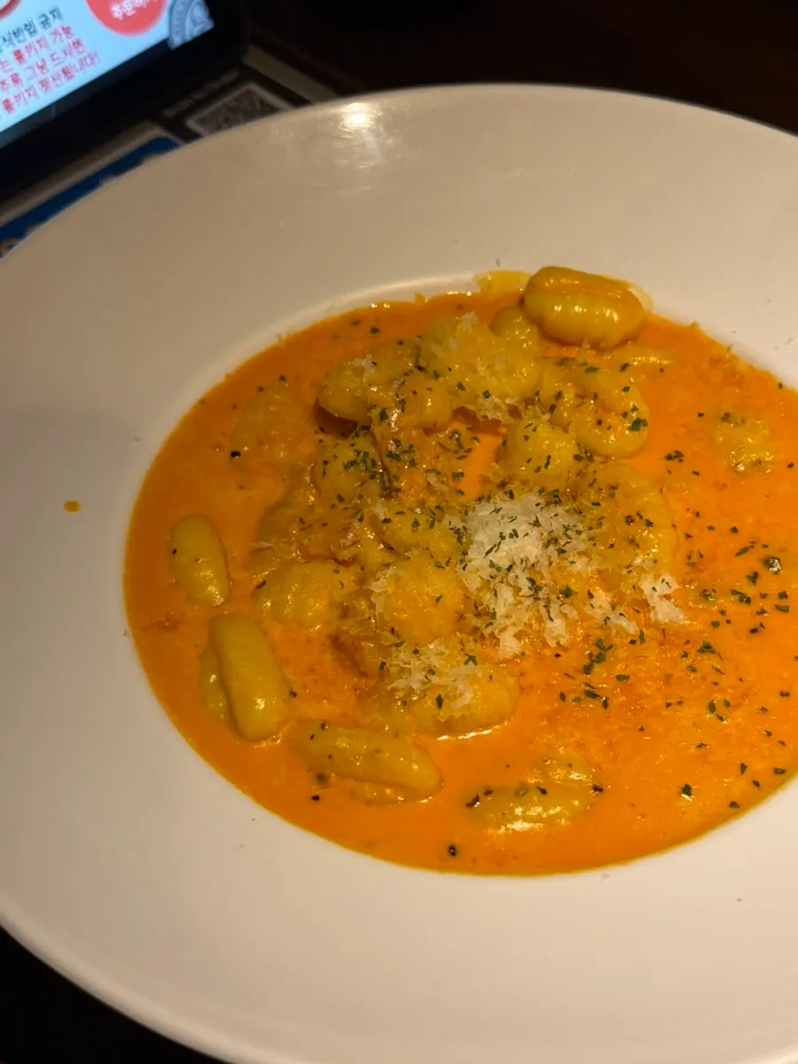 Close-up of chewy-textured rosé gnocchi