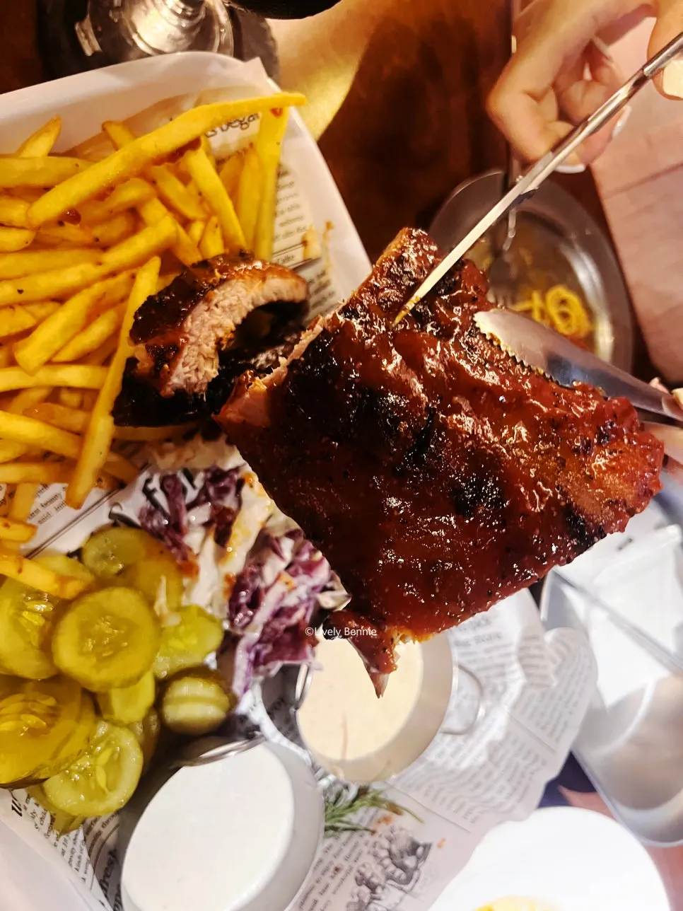 Ribs cooked on a char grill and in an oven