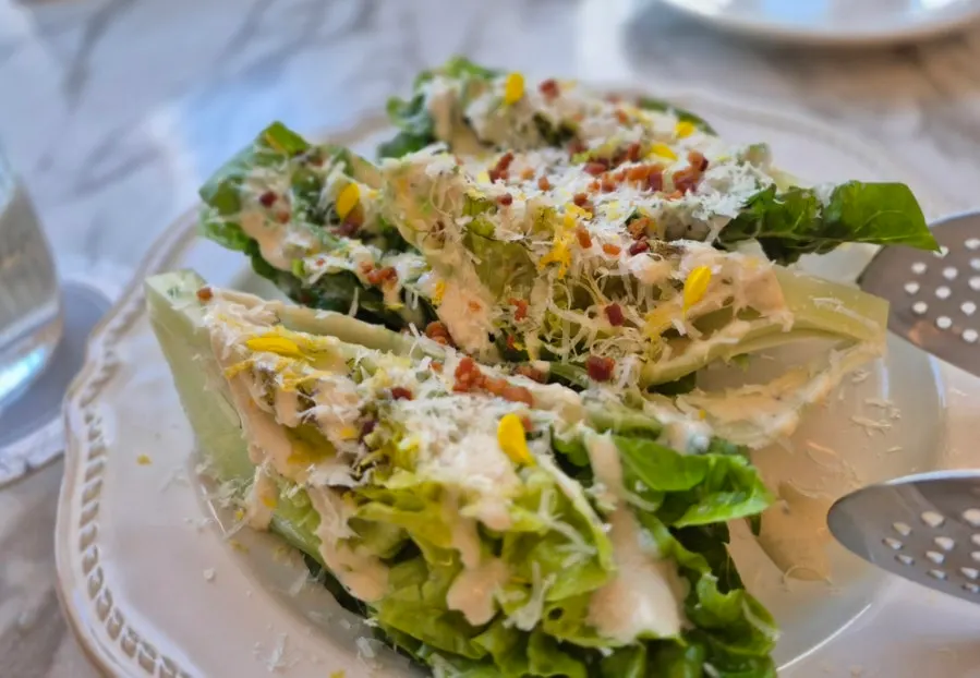 Close-up of grilled mini romaine Caesar salad