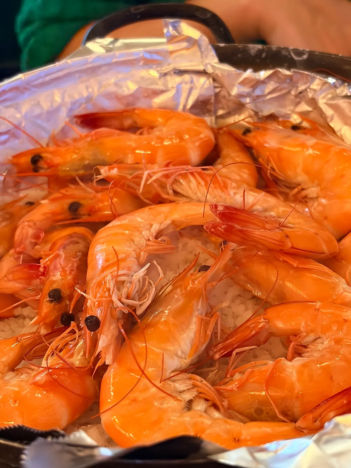 Jumbo shrimp being grilled