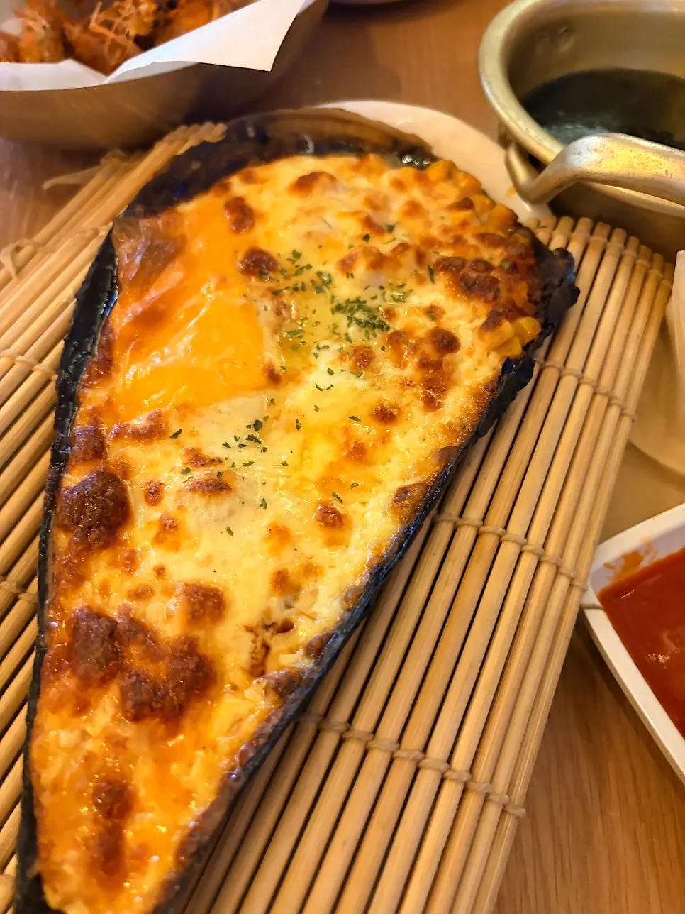Giant cheese scallop bake loaded with cheese