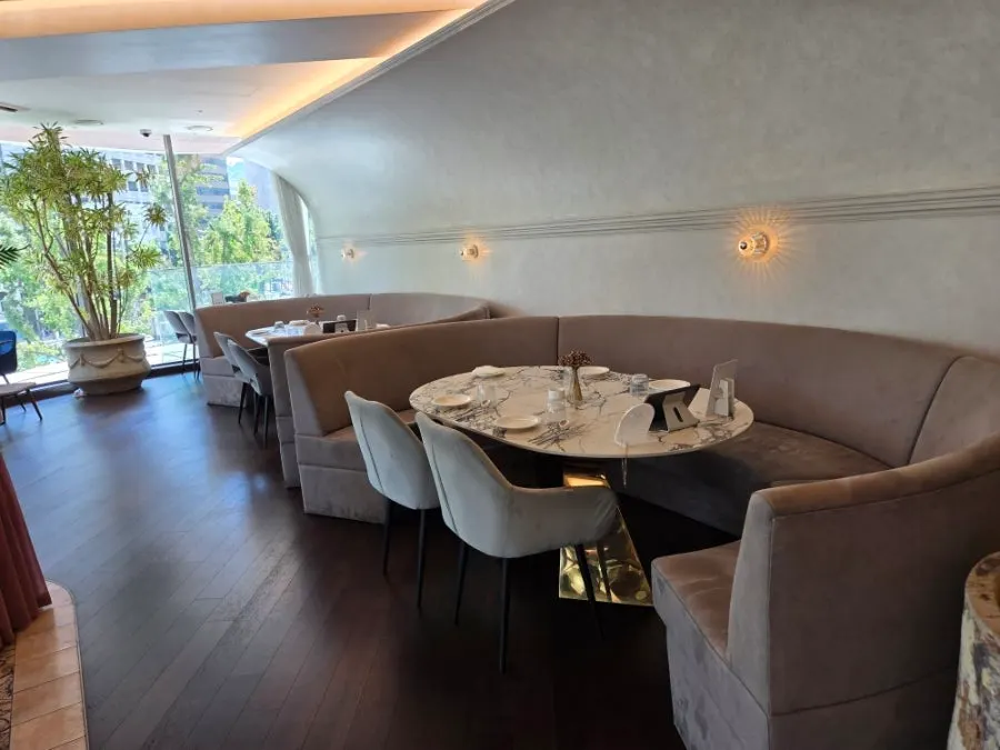 Spacious table seating inside the restaurant