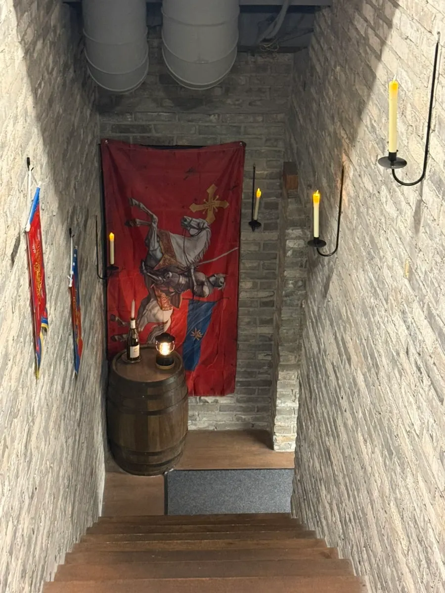Interior space designed around a medieval monastery concept