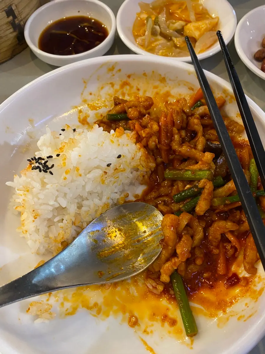 Chinese meal of beef knife-cut noodles and dim sum